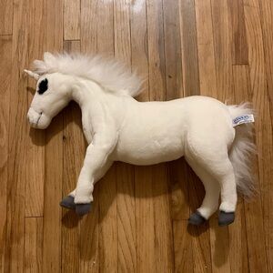 Hansa 2010 Plush Unicorn White Gray Large 16.5" Stuffed Animal Fantasy Poseable
